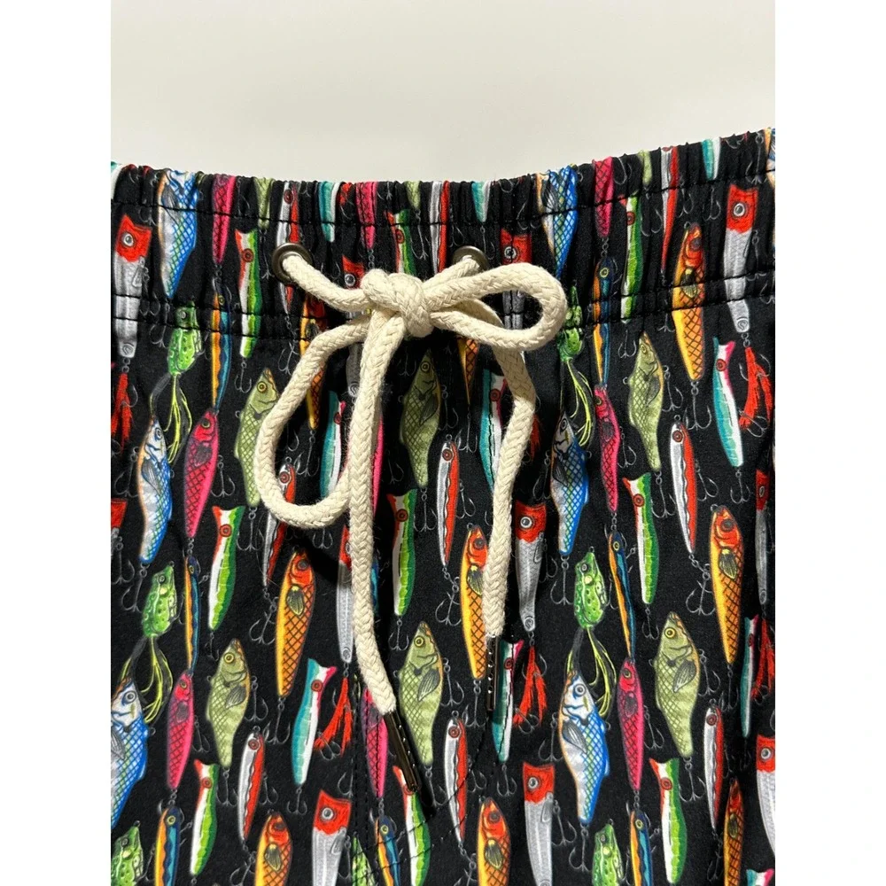 Two Left Feet Mens Swim Trunks Fishing Lures Print Medium M 32 Shorts